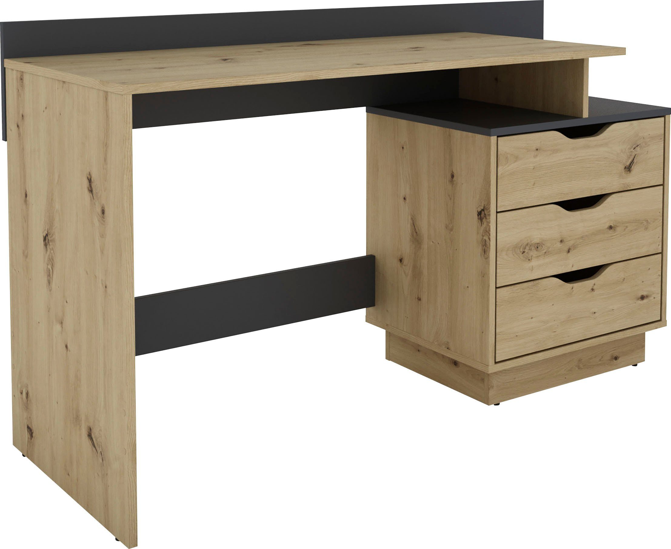 byLIVING Schreibtisch Bern, moderner Computertisch, mit viel Stauraum, Breite 138cm, rechts oder links montierbar