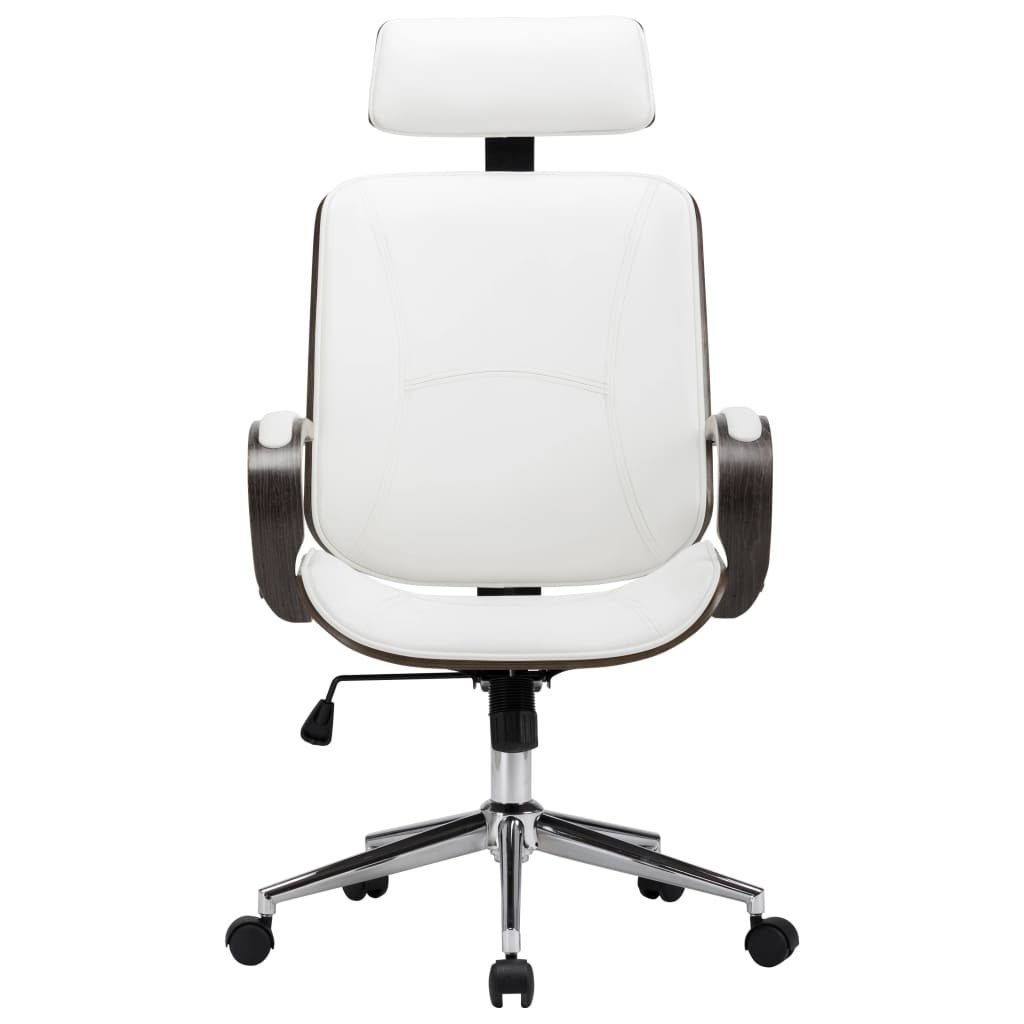 Weiß Bugholz Kunstleder Drehbarer | Kopfstütze und grau mit Weiß vidaXL Bürostuhl und St) grau Weiß (1 Bürostuhl und