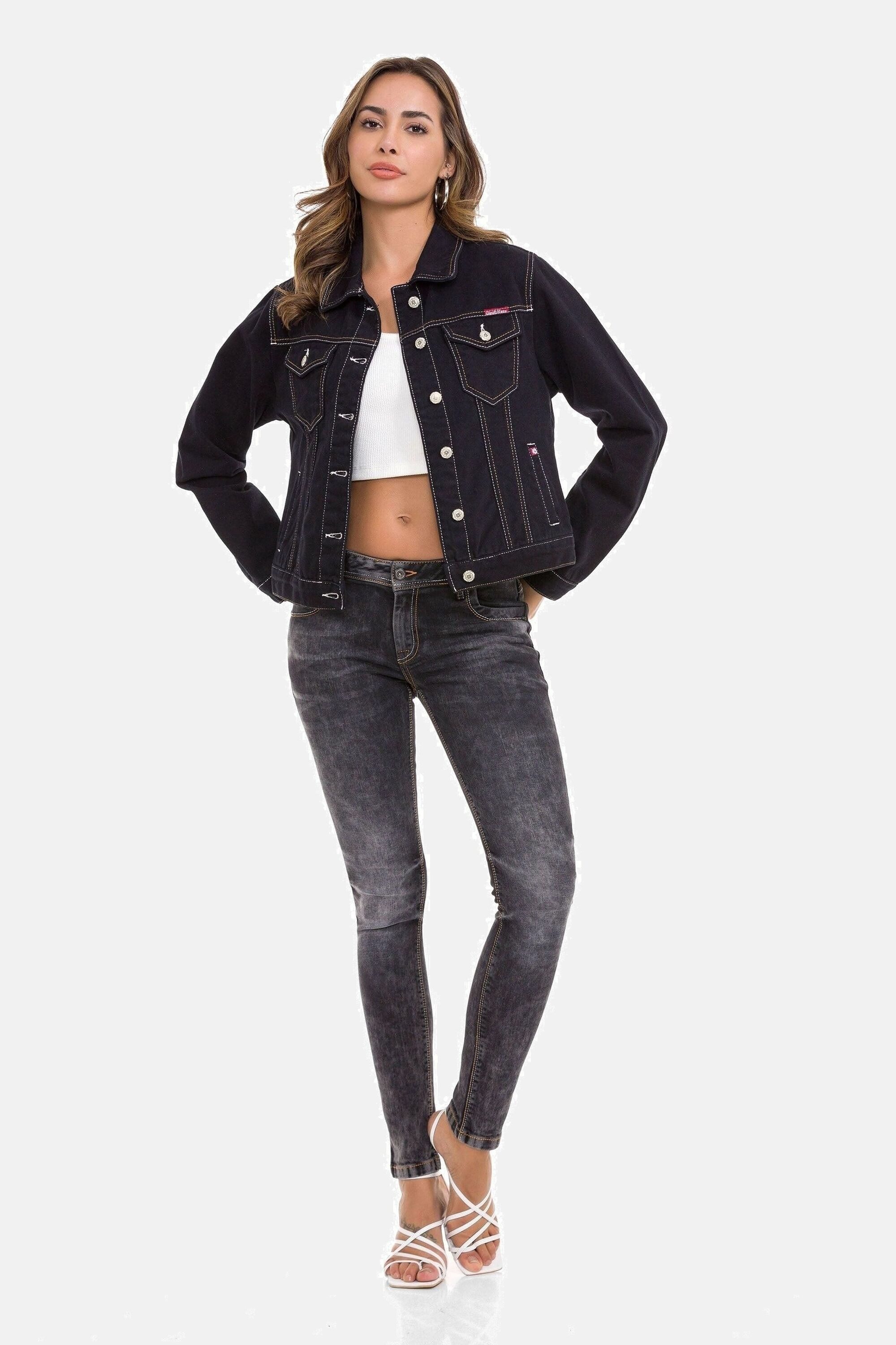 Cipo & Baxx Jeansjacke Jeansjacke Mit praktischen Brusttaschen, WJ212 – Bild 4 von 4