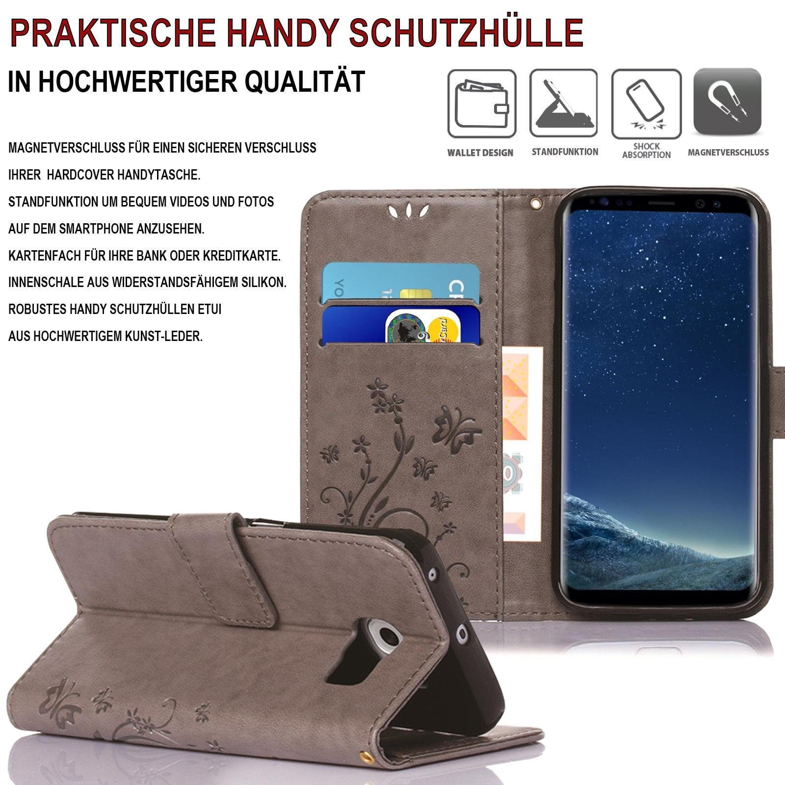 Numerva Handyhülle Bookstyle Flower für Apple iPhone 7, Handy Tasche Schutzhülle Klapphülle Flip Cover mit Blumenmuster