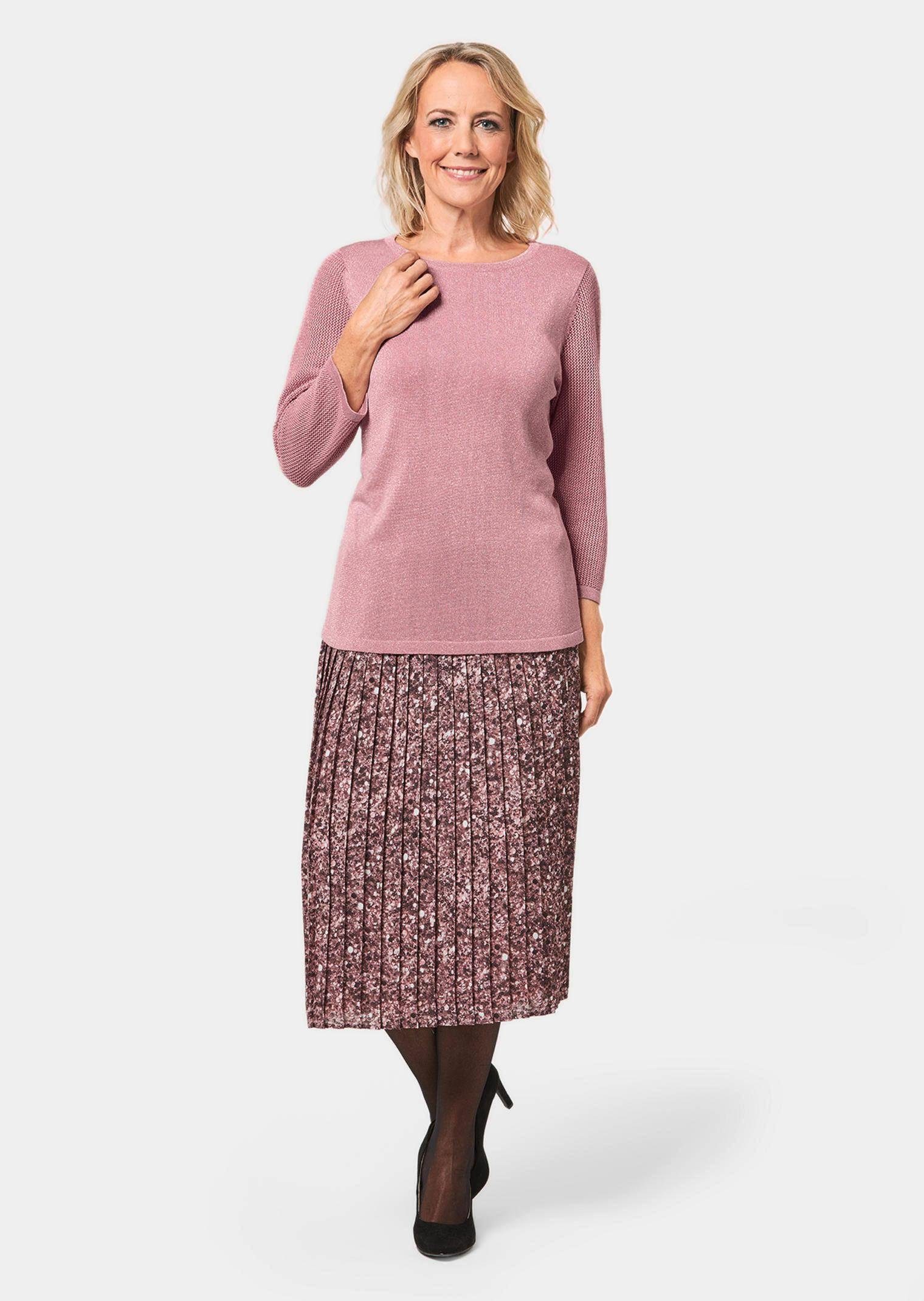 GOLDNER 3/4 Arm-Pullover Kurzgröße: Pullover mit Glanzgarn