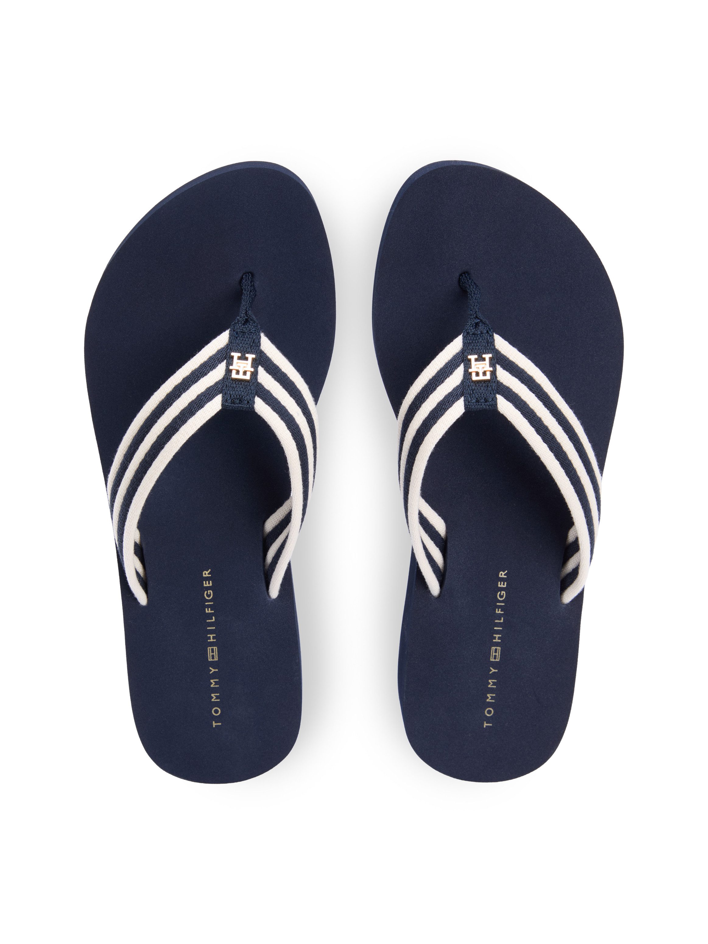 Tommy Hilfiger TH STRIPE SUMMER SANDAL Zehentrenner Sommerschuh, Dianette, Plateauschuh mit gestreifter Bandage