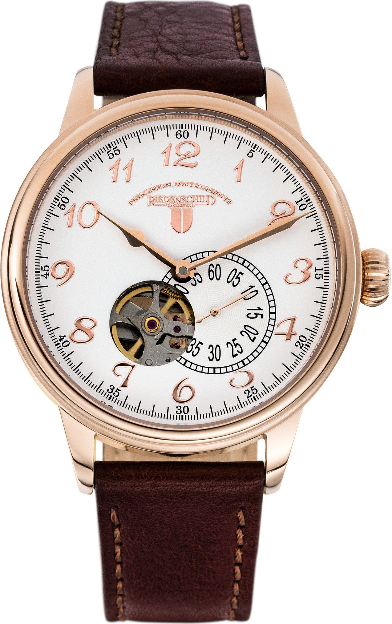 Riedenschild Automatikuhr RS7604-04 – IP-Rosé – Weißes Zifferblatt – Automatik – Lederband, – 42 mm