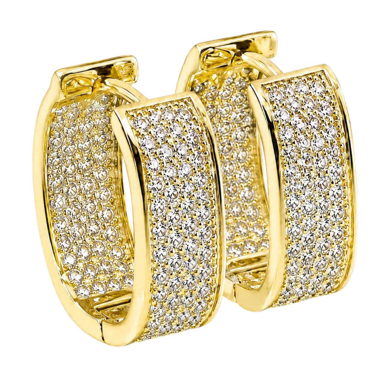 Taffstyle Paar Creolen Ohrringe mit funkelnden Kristallen Damen Ohrschmuck Elegante Creolen (Glitzender Ohrschmuck mit Zirkoniasteinen und sicherem Klappverschluss - Geschenkidee für Damen)