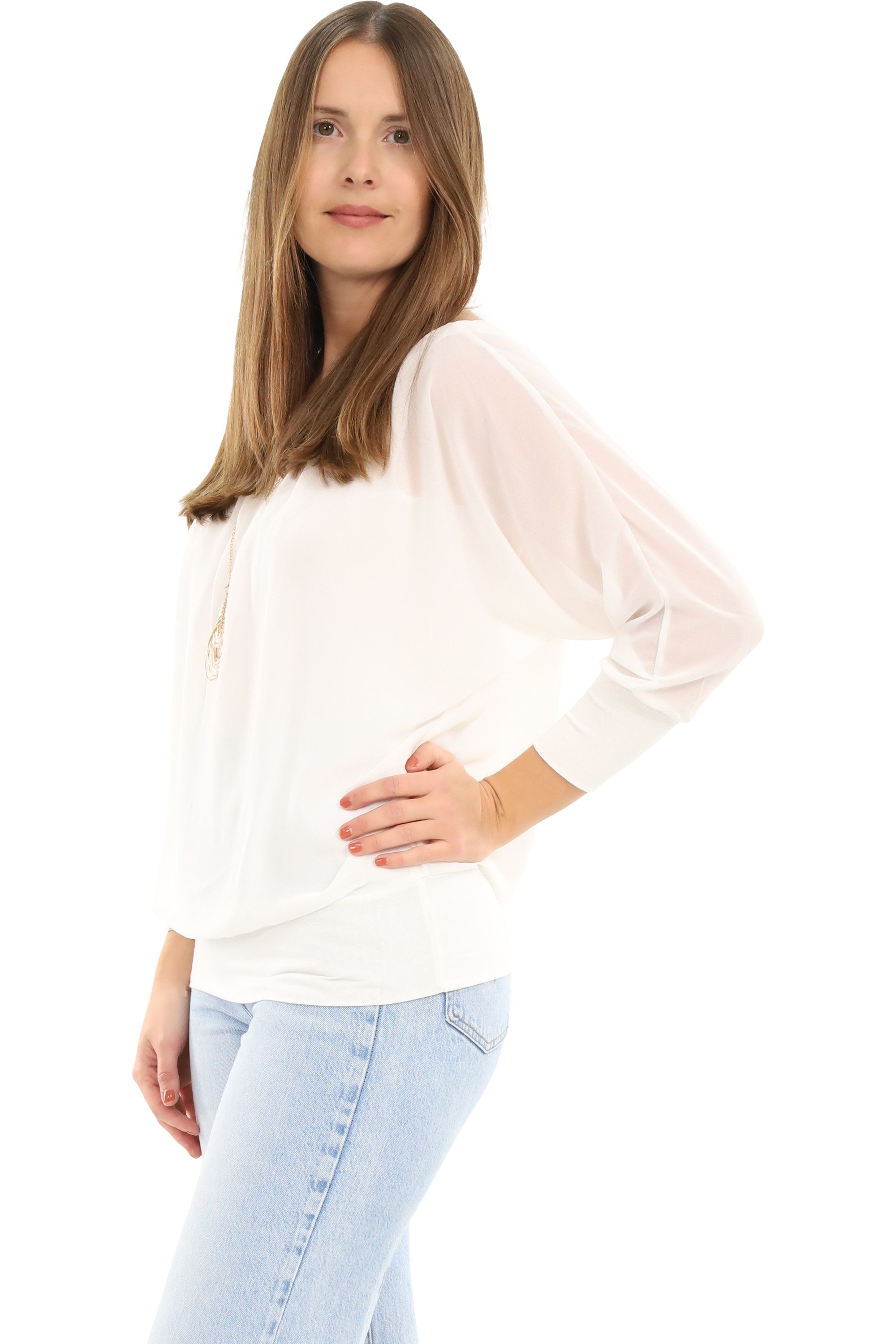 malito more than fashion Chiffonbluse malito Damen Bluse mit passender Kett günstig online kaufen