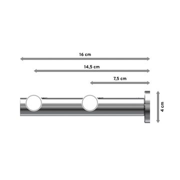 Gardinenstange Platon Savio, INTERDECO, Ø 20 mm, 2-läufig, Wandmontage, Schwarz / Chrom