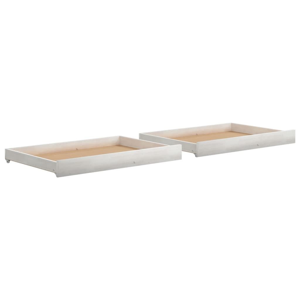 furnicato Bettschubkasten Tagesbett-Schublade aus Massivholz Weiß 88 x 61 x 9 cm (1 St), Stauraum-Box mit 4 leichtgängigen Rädern für das Schlafzimmer-Bett