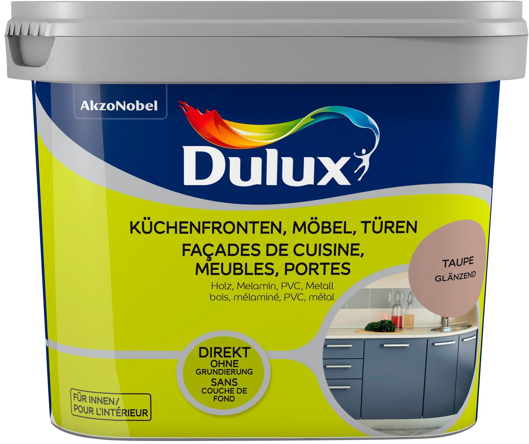 Dulux Holzlack Fresh Up, für Küchen, Möbel und Türen, taupe, 0,75 l
