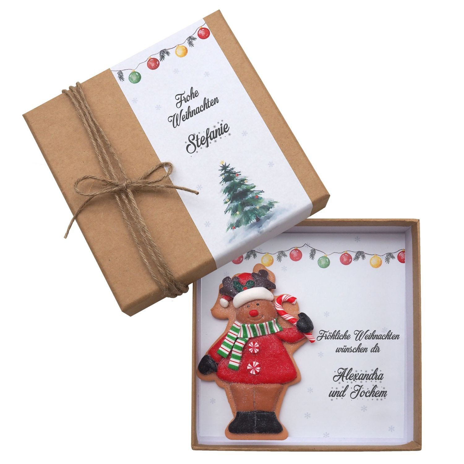 ZauberDeko Geschenkbox Geldgeschenk Verpacken Kraft Weihnacht Elch Weihnachtsmann Schneemann