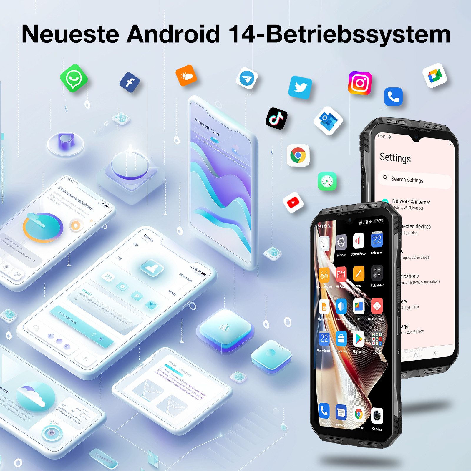 DOOGEE Scyber Outdoor Handy inkl., 256GB,10800mAh, 6.6'' Smartphone (6.6 Zoll, 256 GB Speicherplatz, 50 MP Kamera, IP68 Baustellenhandy mit 4G Dual SIM, OTG, NFC und GPS)