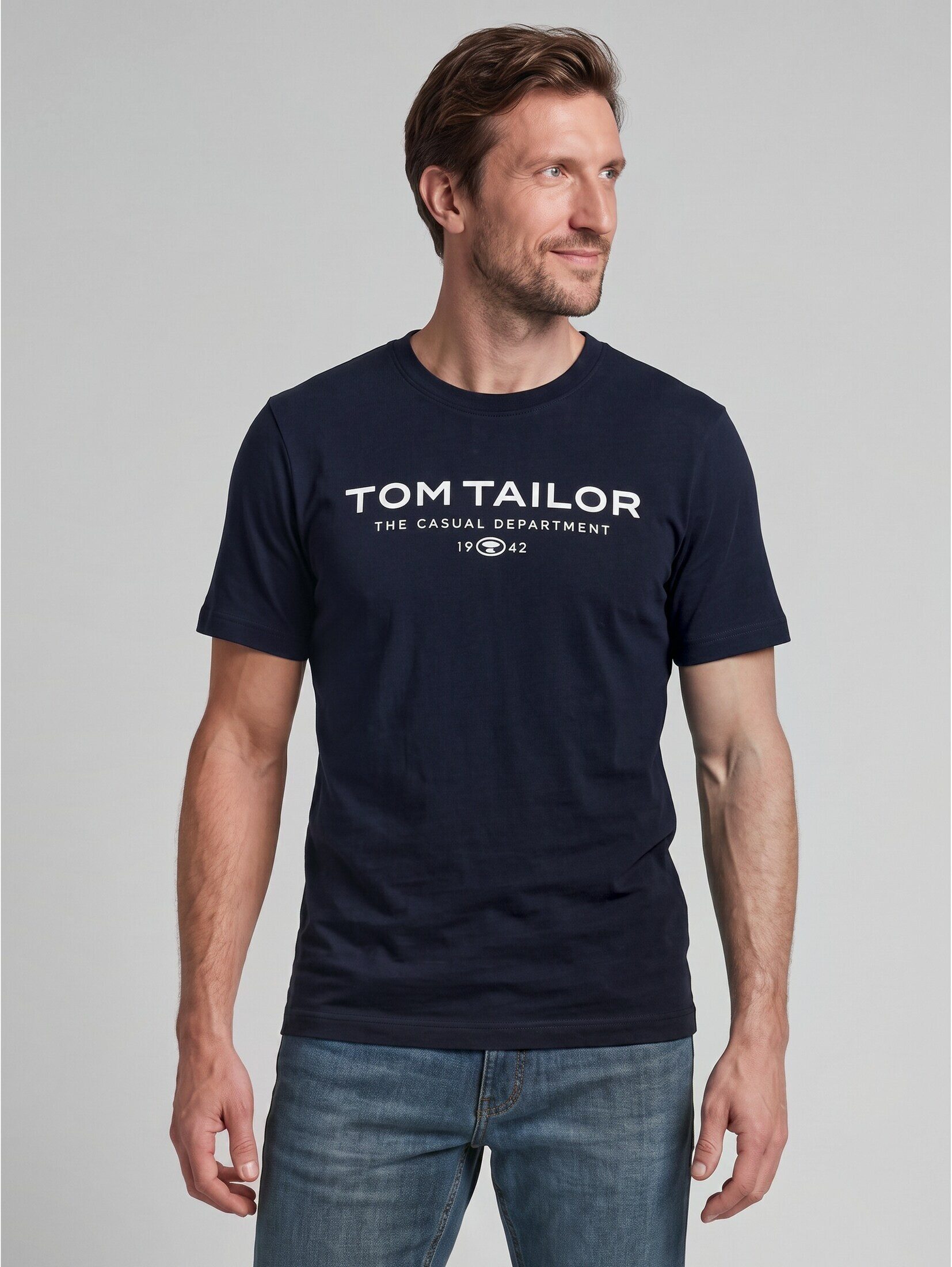 TOM TAILOR T-Shirt T-Shirt (im Einserpack) T-Shirt aus Baumwolle mit Logo-Print