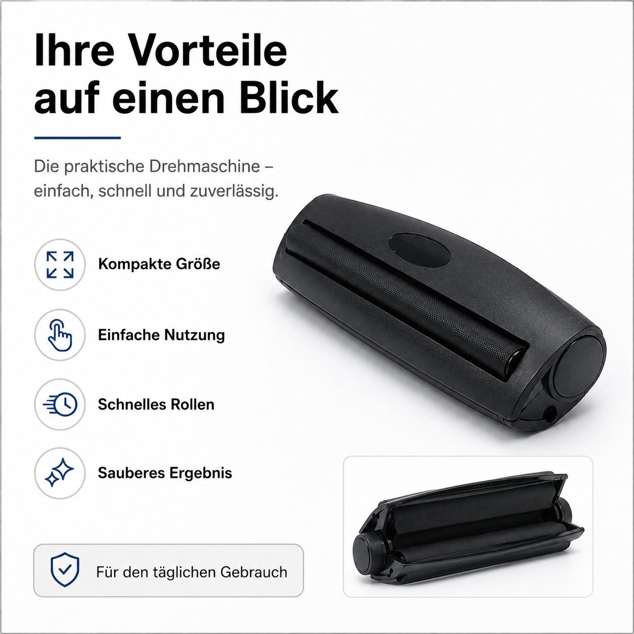 VEKROBOT Tischdrehmaschine Manuelle Stopfhilfe konisch für 110/78 mm schwarzes Kunststoffgehäuse, (1er-Pack, 1-tlg., Manueller Befüller – für 78 mm und 110 mm), – Bild 5 von 5