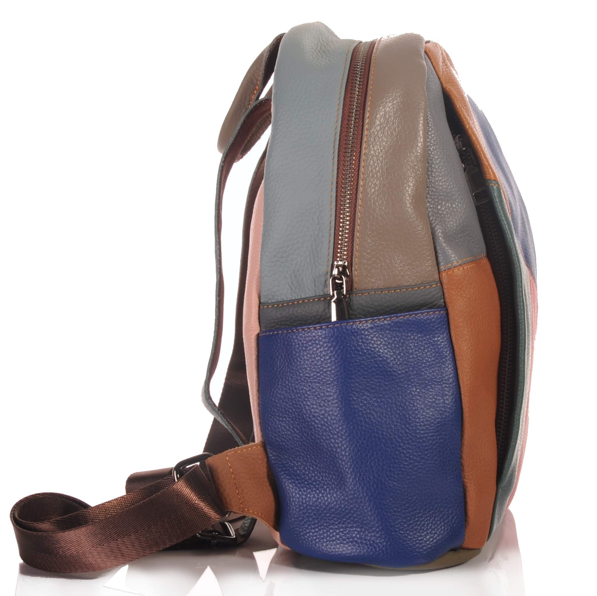 KMISSO Henkeltasche Handgefertigter City Backpack Pachwork Rucksack Italien Leder bunt 306 (1-tlg), im eleganten Look