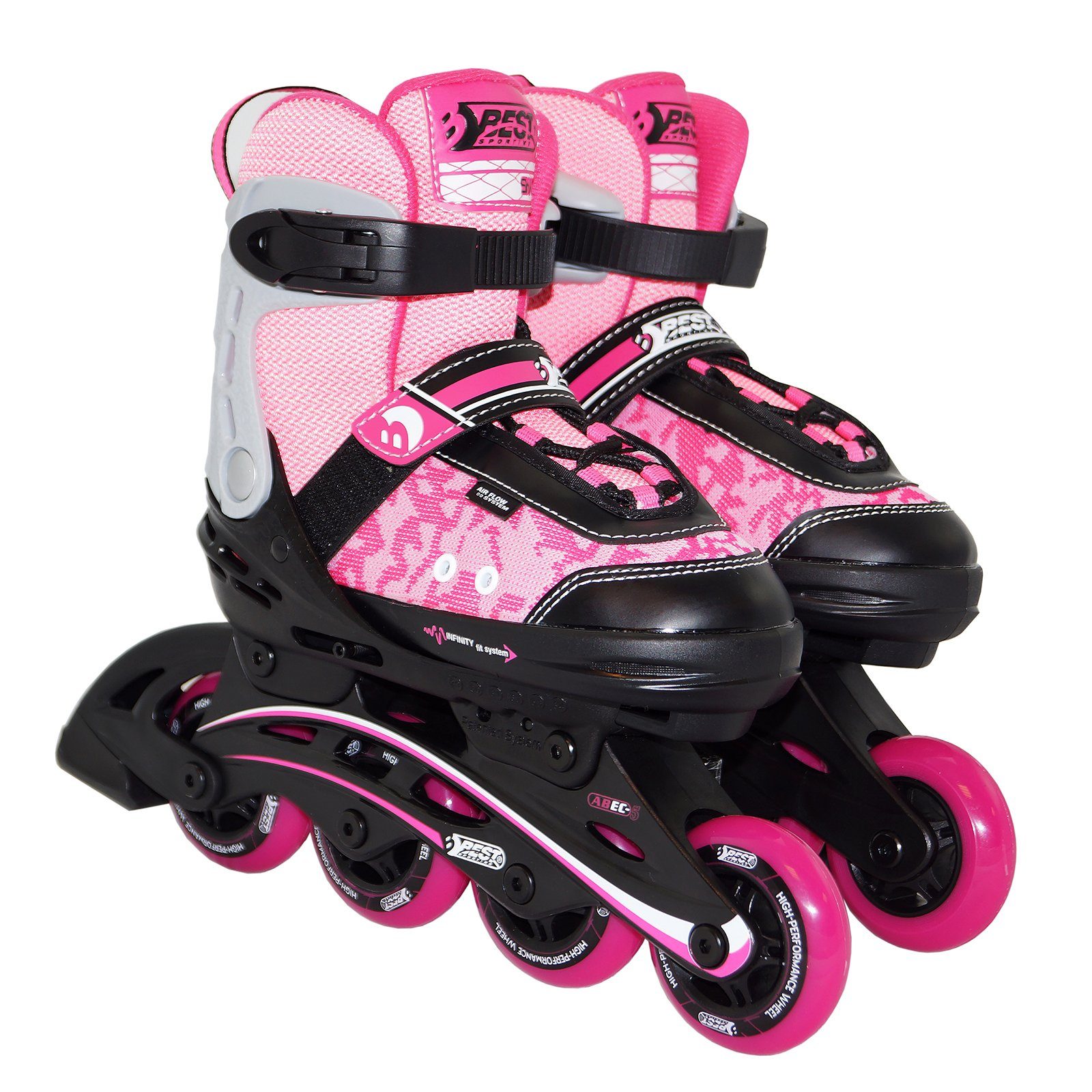 Best Sporting Роликові ковзани Inline Ролики Розмір verstellbar, ABEC 5 Carbon, blau pink