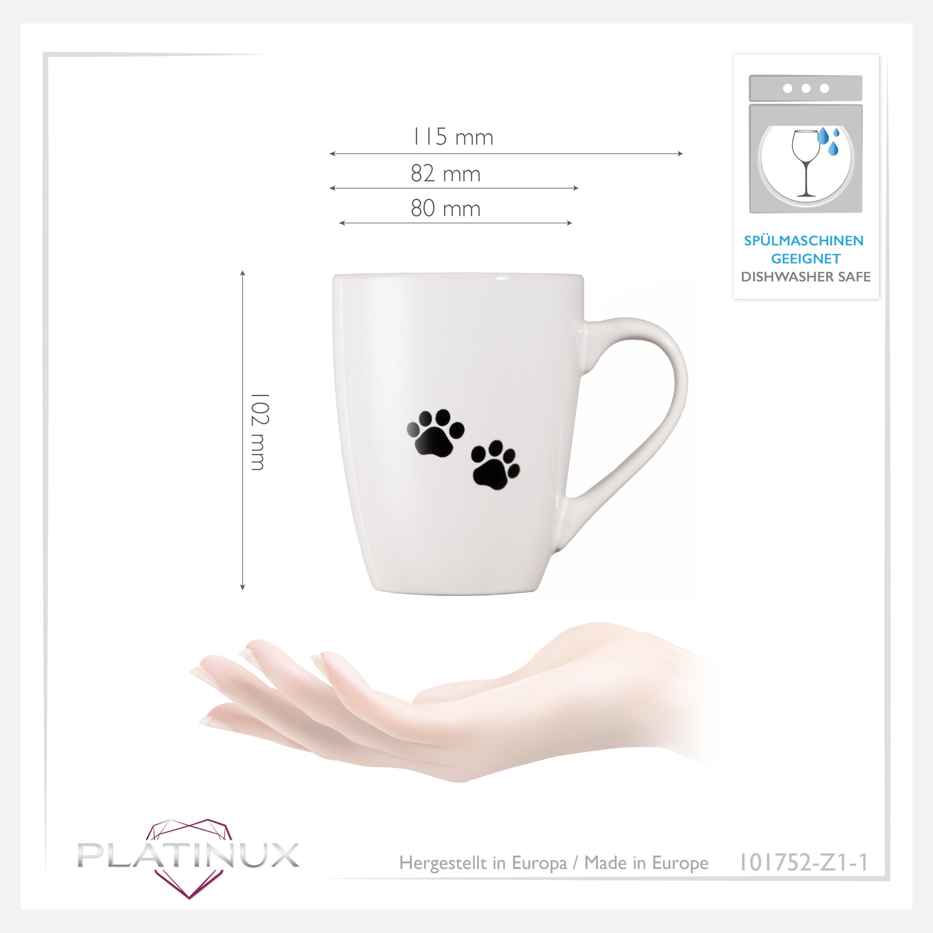 250ml, Tasse Kaffeetasse Katzen Teebecher (max. Keramik, mit 300ml) Kaffeebecher PLATINUX Teetasse Keramik mit Griff Motiv Tasse "Coco"