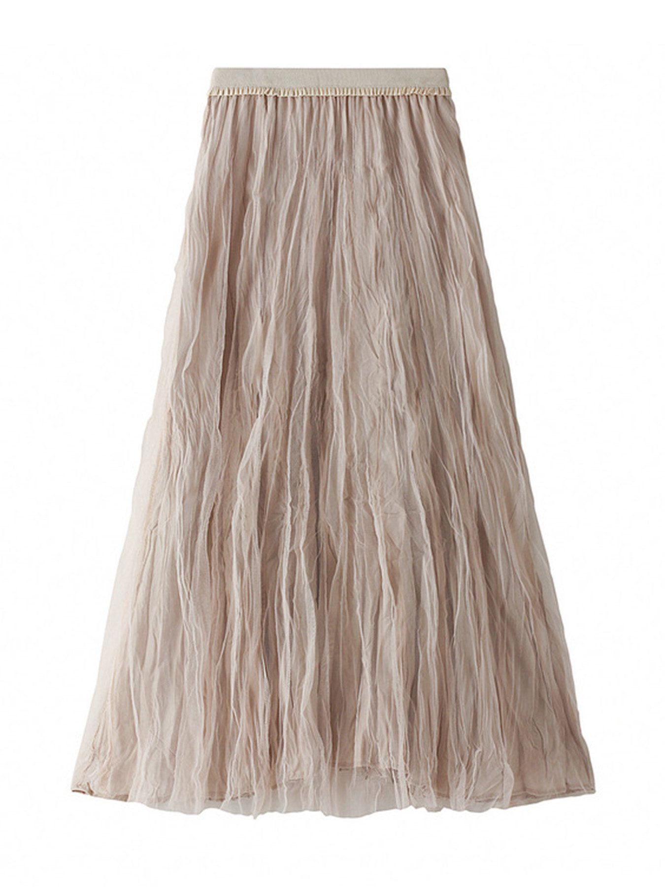 DEBAIJIA Meshrock Damen Falten hoher Taille rock Swing A-Linie Strand rock