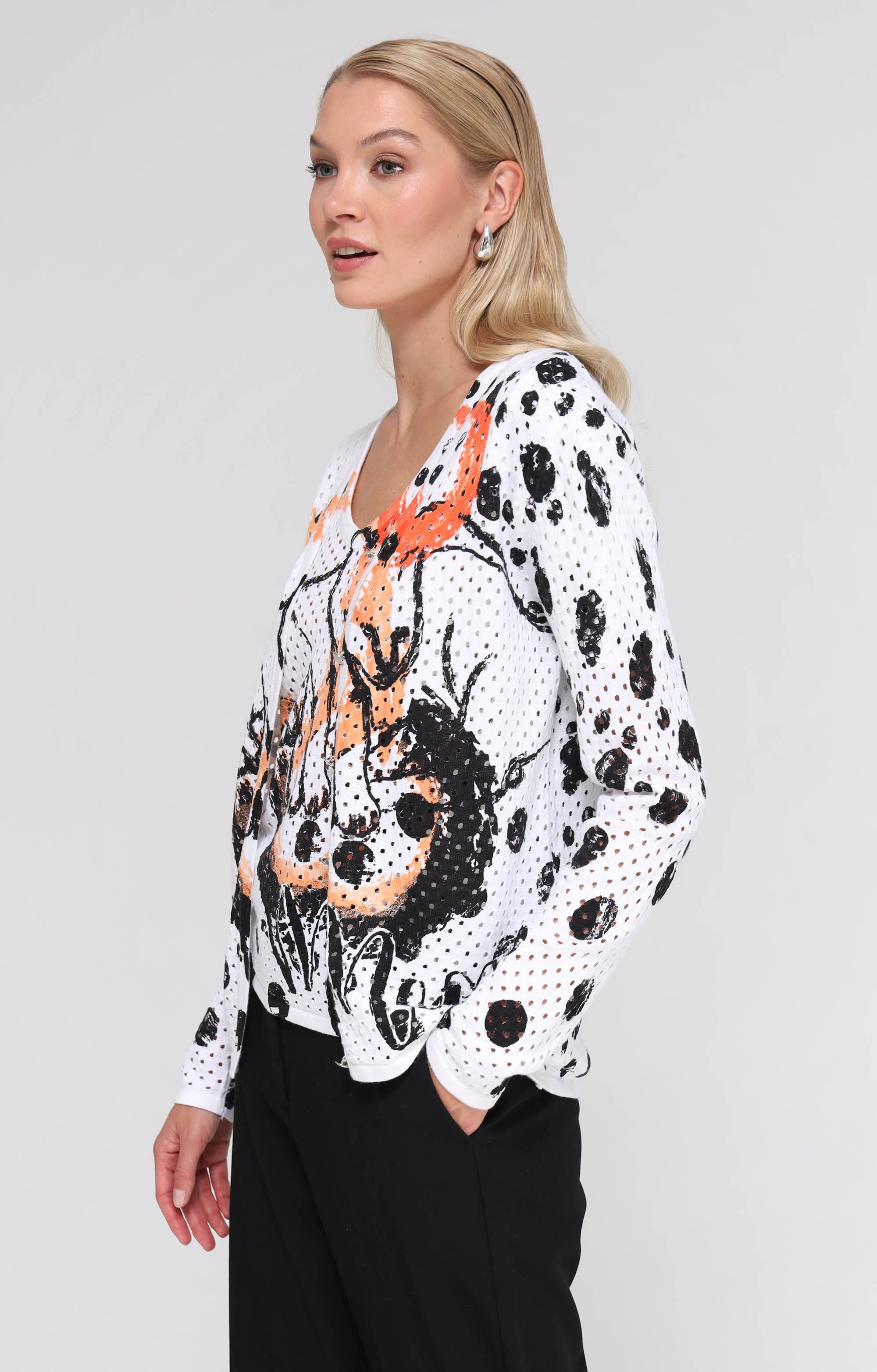 Passioni 2-in-1-Strickjacke Twinset mit abstraktem Print günstig online kaufen