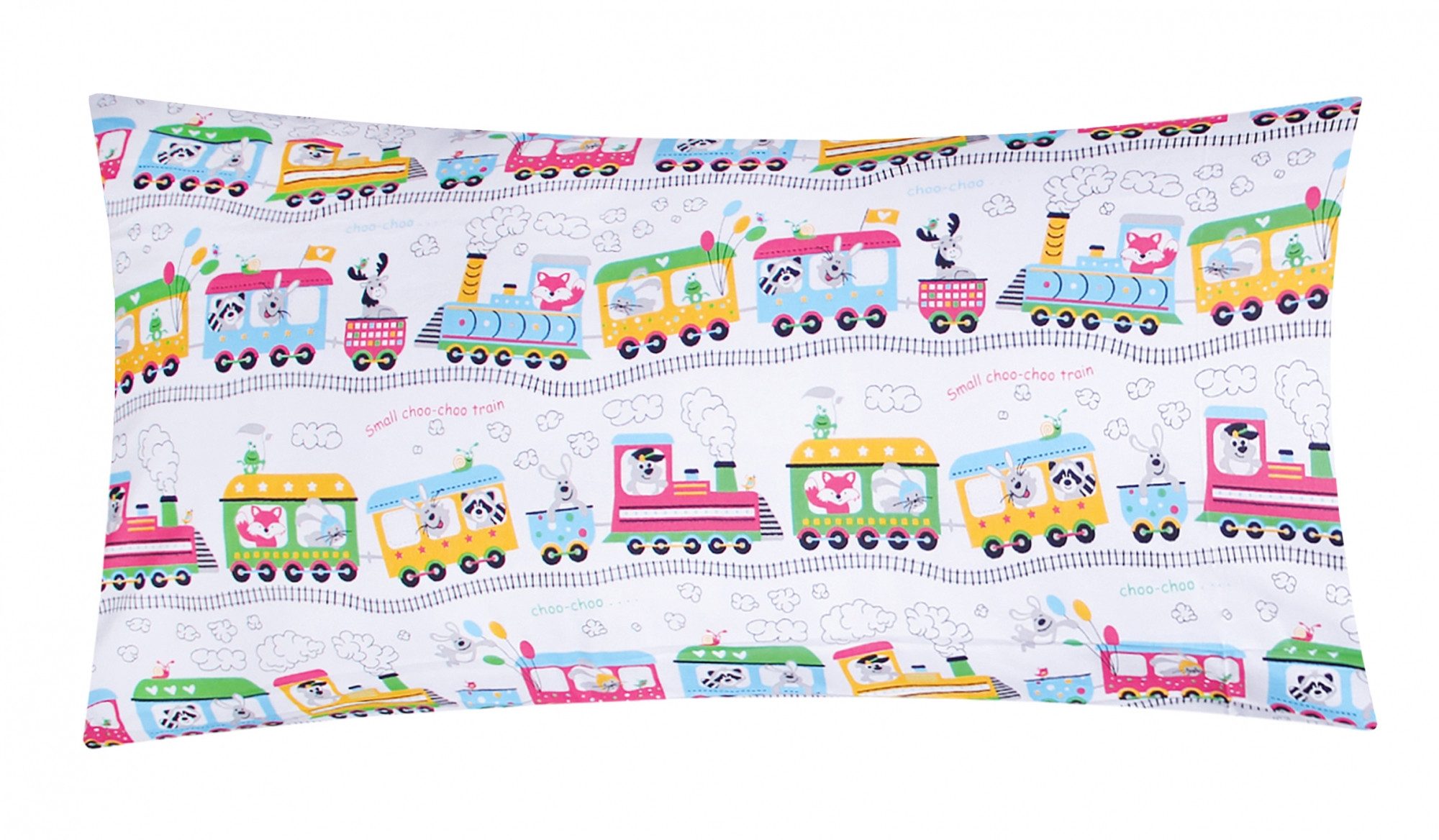 Heubergshop Kissenbezug, (1 Stück), 40x80cm - Zug Tiere Lokomotive Baumwolle Kinder (1 x Zug-Weiß-40x80)