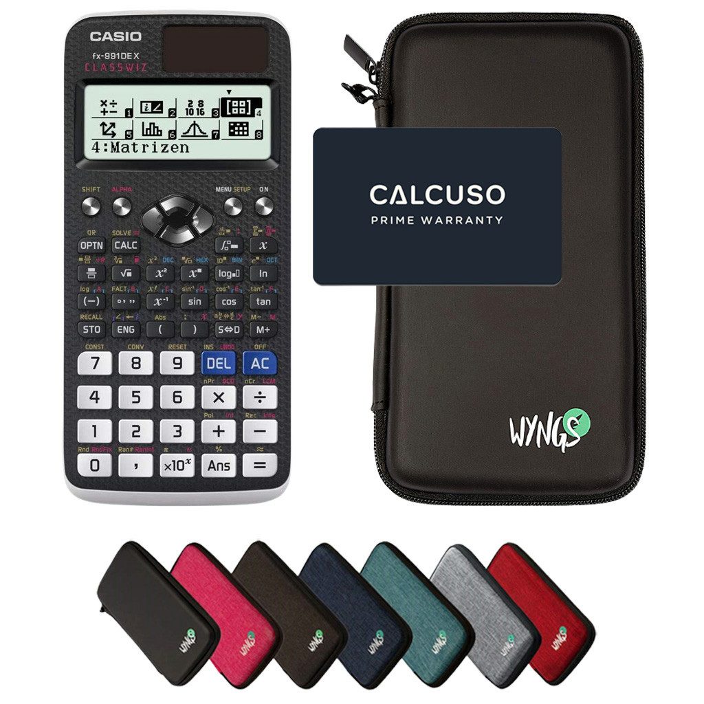 CASIO Taschenrechner fx-991DE X ClassWiz inkl. WYNGS Schutztasche Schwarz
