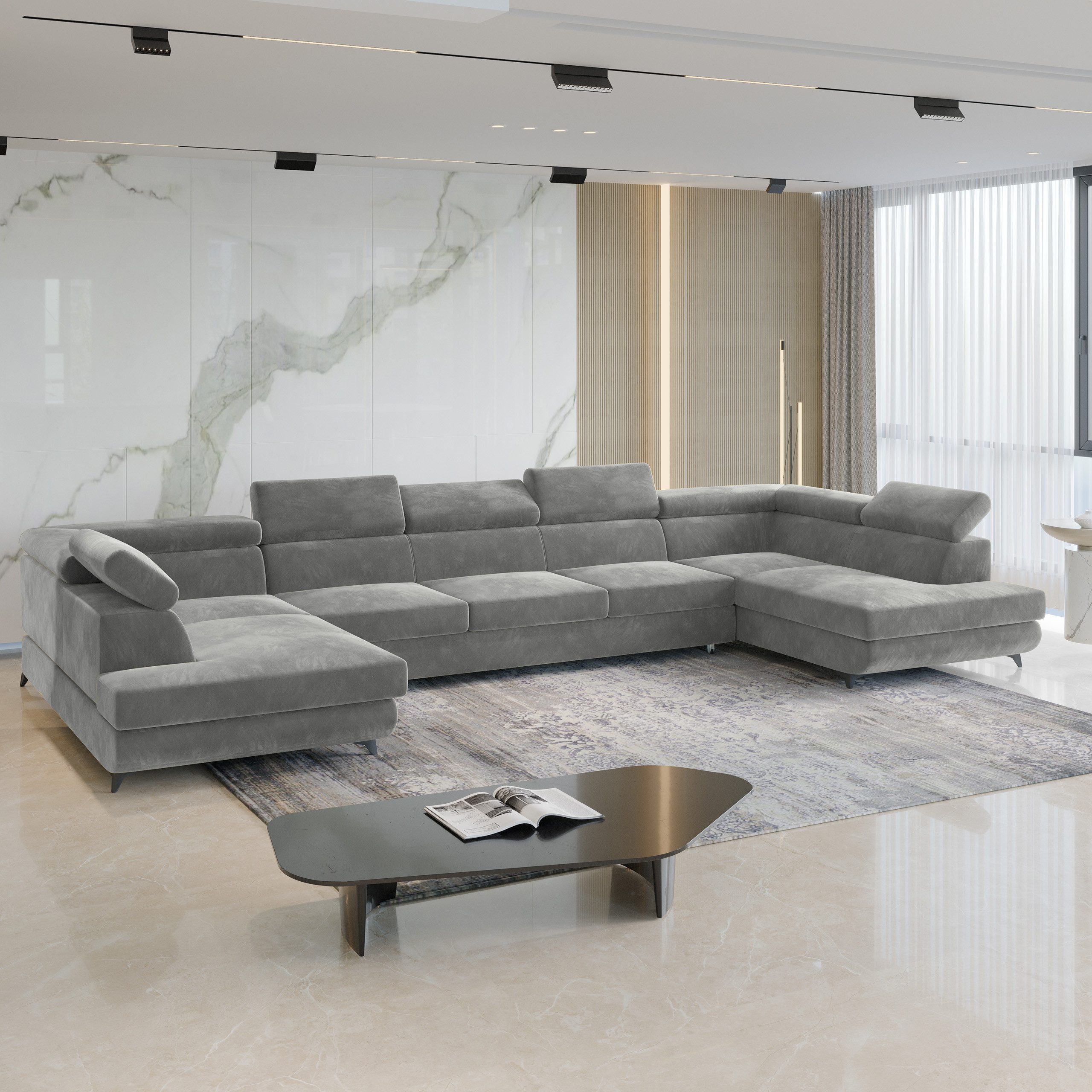Masseno Ecksofa URMANO mit Schlaffunktion U-Form, Sofa mit Bettkasten