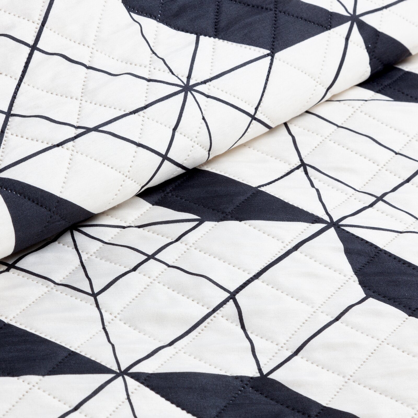 Design91 Bettüberwurf GEO Gemusterte Allzweckdecke Mikrofaser, Karomuster Graue Decke weiß schwarze Tagesdecke Sofadecke Modern – Bild 5 von 5