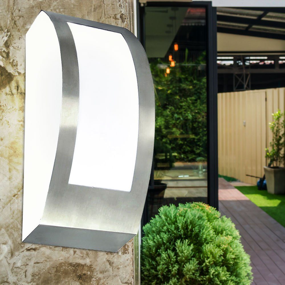 V-TAC Außen-Wandleuchte, Leuchtmittel nicht inklusive, Außenlampe Wandleuchte Hauswandlampe Edelstahl IP44 silber L 25 cm