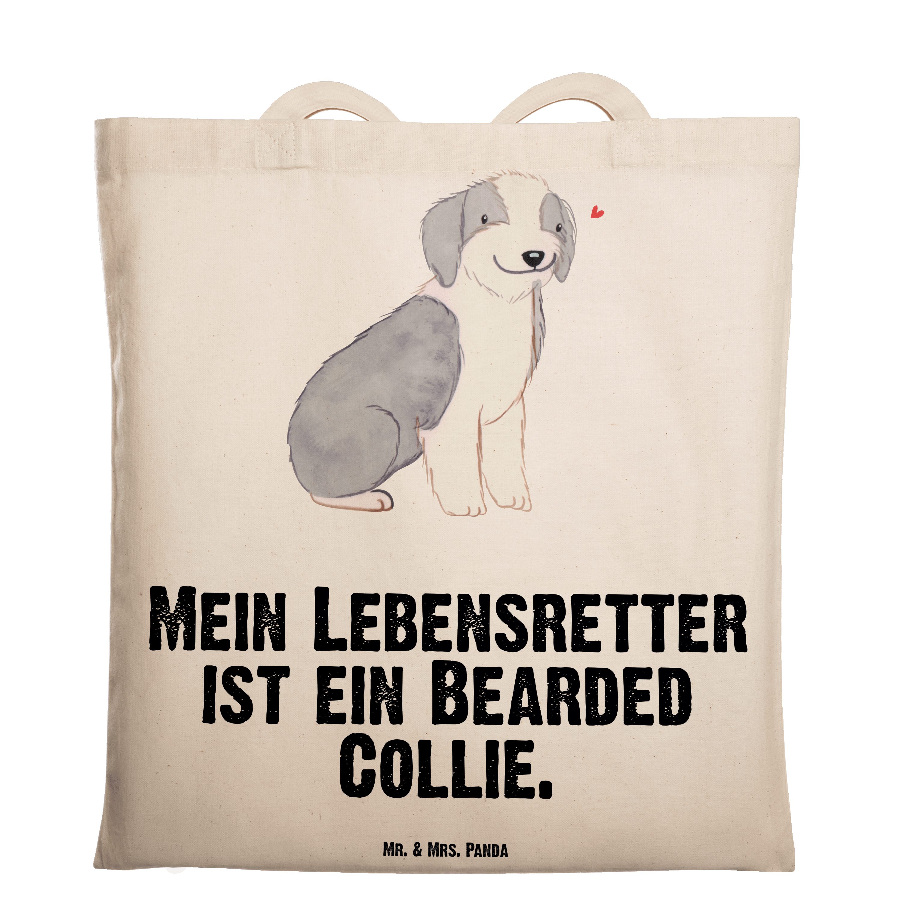 Eink Transparent Geschenk, & Mr. Tragetasche Lebensretter Bearded Rassehund, Collie Panda - (1-tlg) Mrs. -