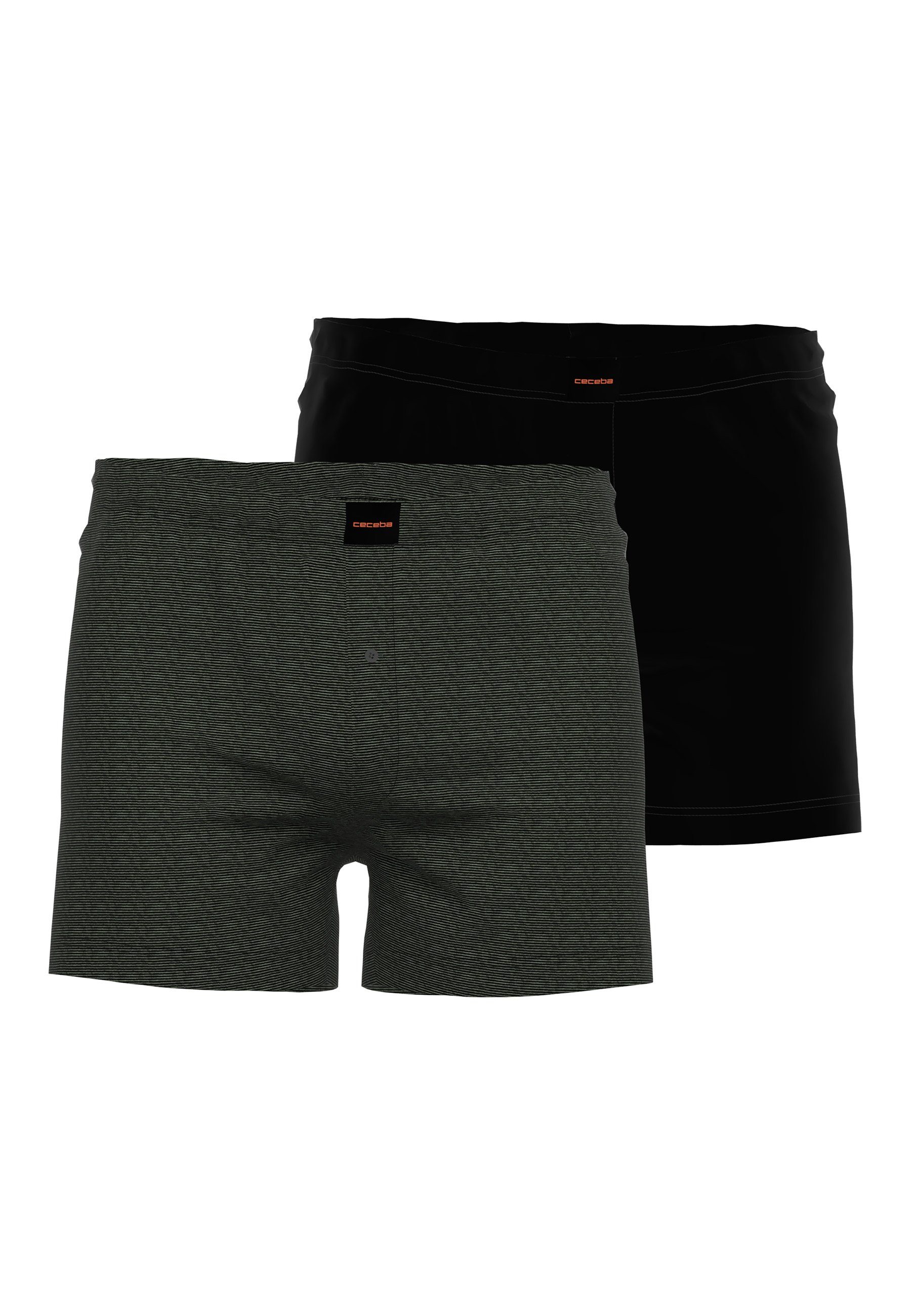 CECEBA Boxershort CECEBA 2er grau (2-St) Herren quergestreift Pa Boxershorts