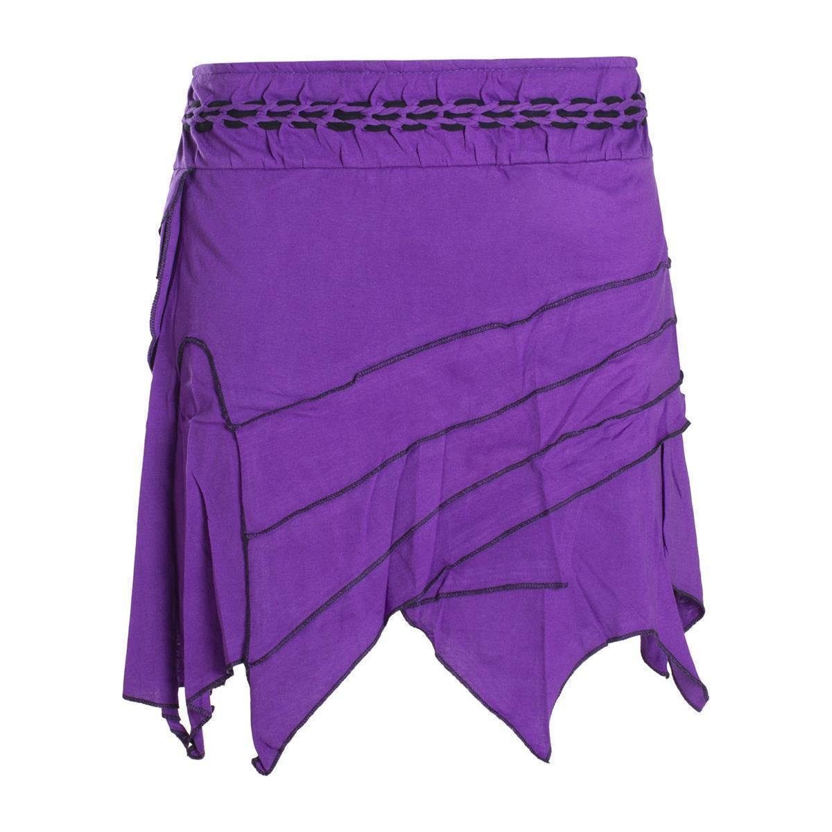 Vishes Zipfelrock Zipfelrock Elfenrock Patchwork Asymmetrisch Tasche Hippie, Ethno, Goa Style violett