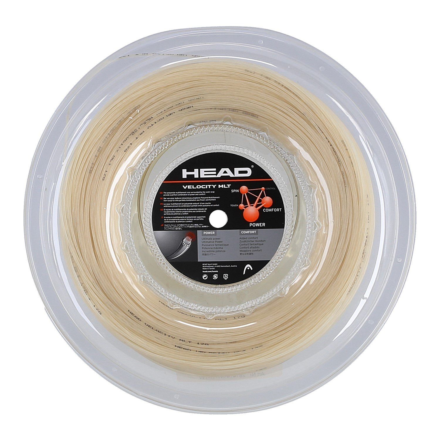 Head Tennissaite Velocity MLT (Armschonung+Touch) natur 200m Rolle, Saitendicke: 1.30