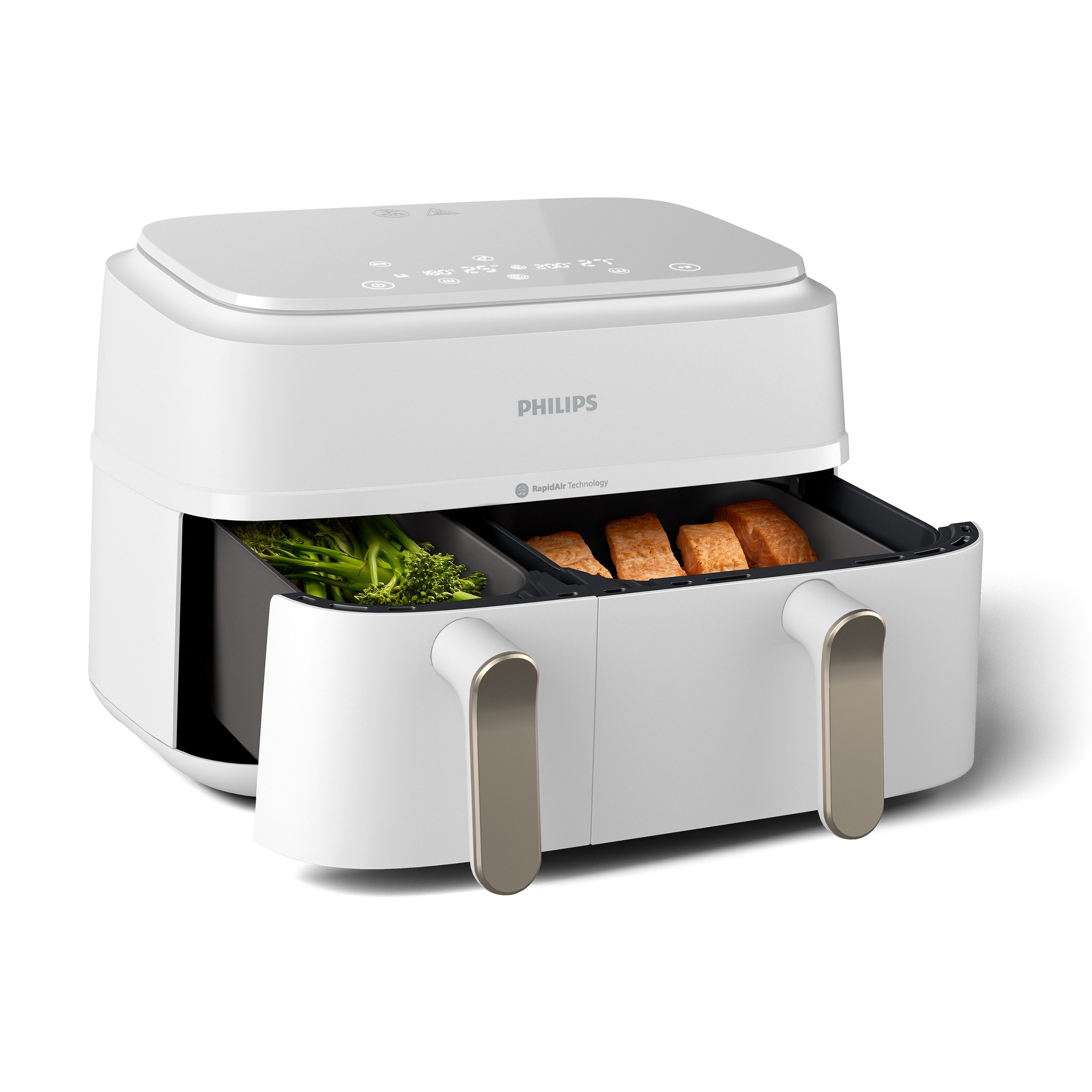 Philips Heißluftfritteuse 3000 Series NA353/10, Dual Basket Airfryer mit 9L Kapazität (3L+6L), 2750 W, RapidAir Technologie und 12 Kochfunktionen, Schwarz