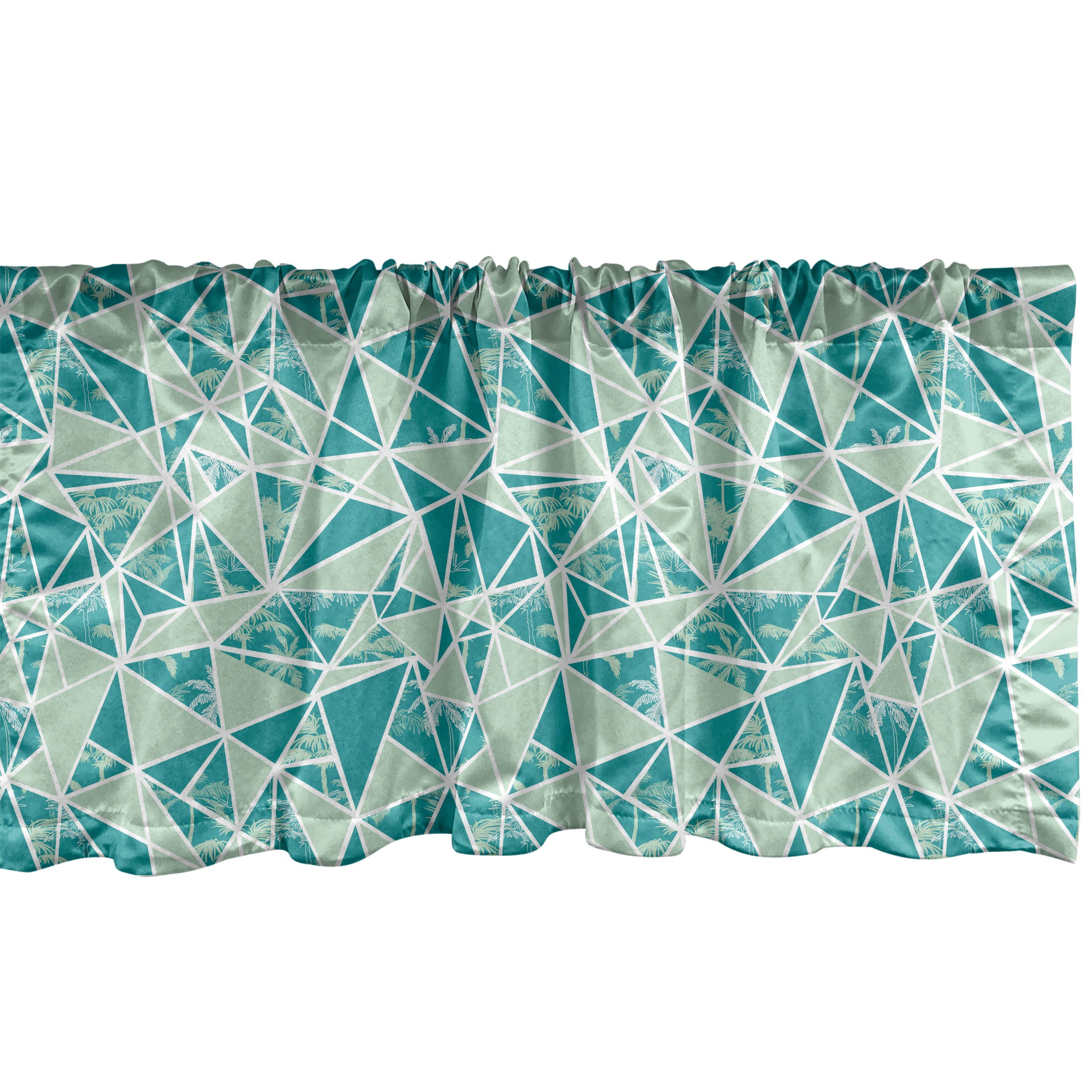 Scheibengardine Vorhang Volant für Küche Schlafzimmer Dekor mit Stangentasche, Abakuhaus, Microfaser, Teal Grün Palms in polygonale Formen