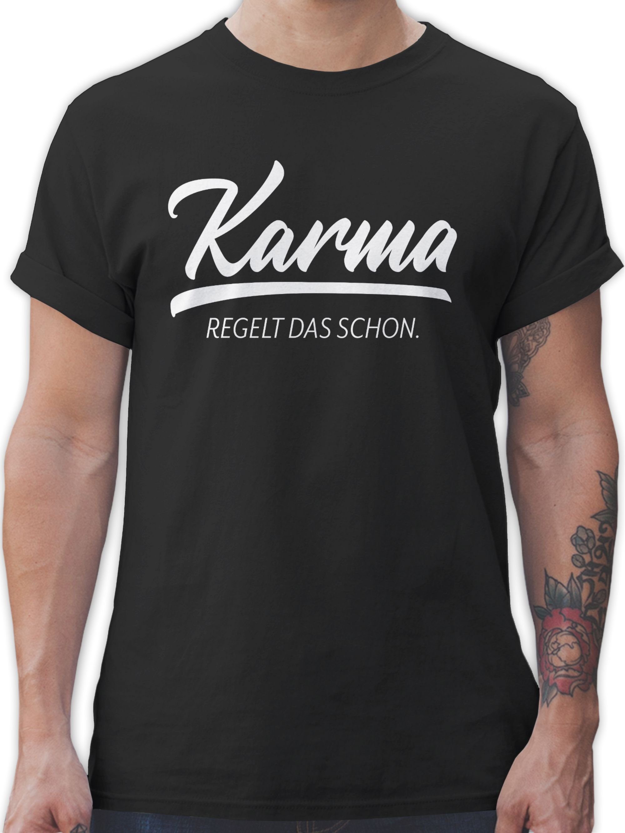 Shirtracer T-Shirt Karma - regelt das schon Sprüche Statement mit Spruch 01 Schwarz