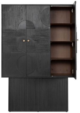 Casa Padrino Stauraumschrank Casa Padrino Luxus Designer Schrank Schwarz 130 x 45 x H. 190 cm - Massivholz Regalschrank mit 3 Türen - Schlafzimmer Schrank - Wohnzimmer Schrank - Büro Schrank - Luxus Möbel