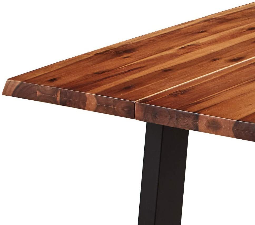 Baumkante, Essgruppe Stühle 6 Akazienholz, Hevlin, cognacfarben, und Metallgestell SAM®