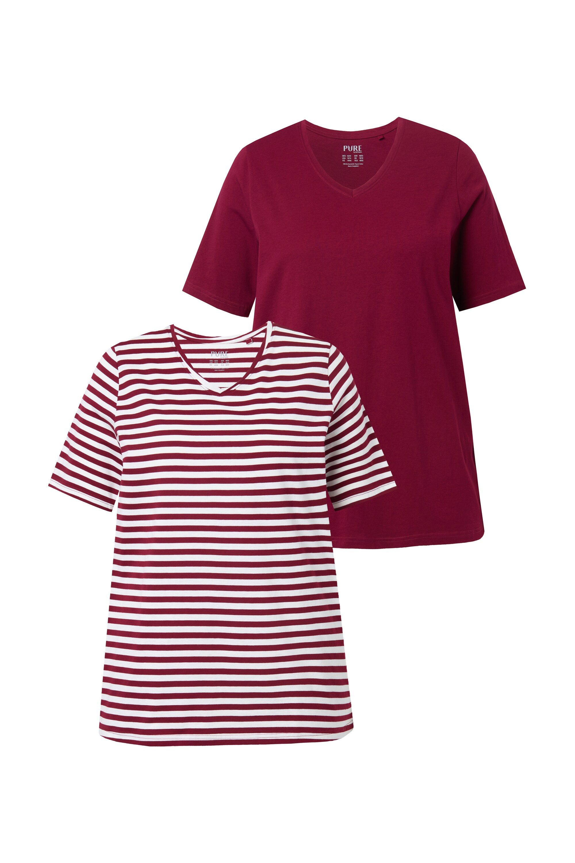 Ulla Popken T-Shirt T-Shirts 2er-Pack Ringel/uni günstig online kaufen