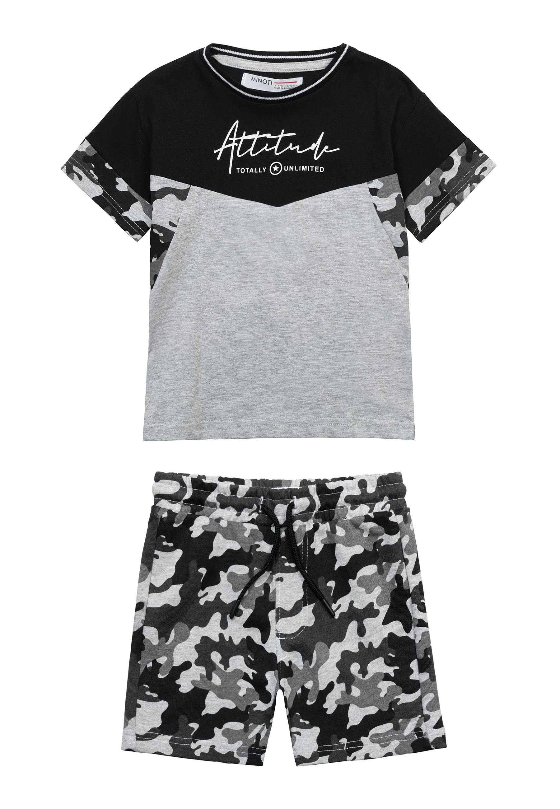 MINOTI T-Shirt & Shorts Set: einfaches T-Shirt und Shorts (3y-14y) Schwarz
