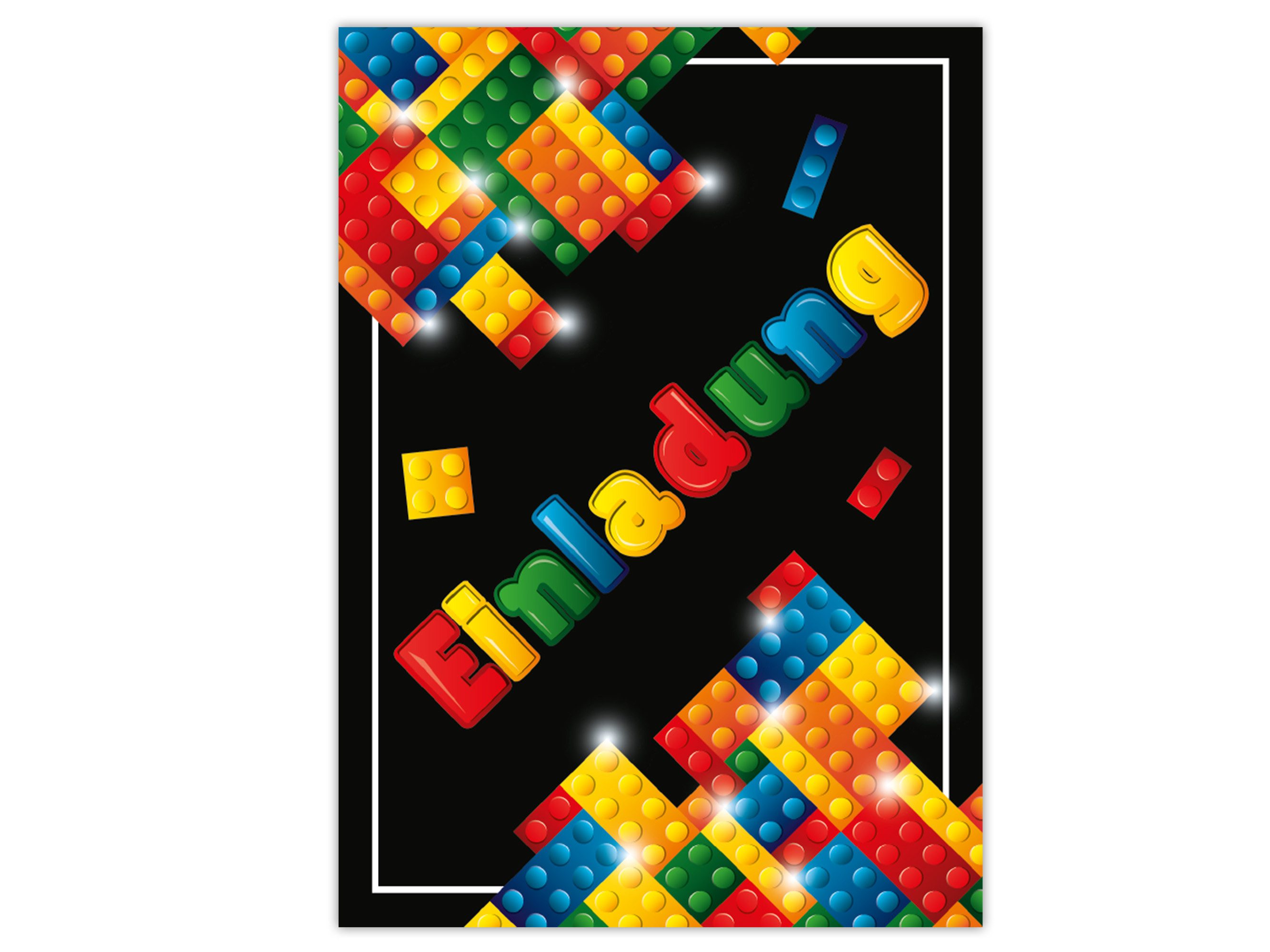 LIMONIA Einladungskarten Bausteine zum Kindergeburtstag Mädchen Jungen Einladungen Bauklötze, Einladungskarten mit Bausteine Motiv für Kinder