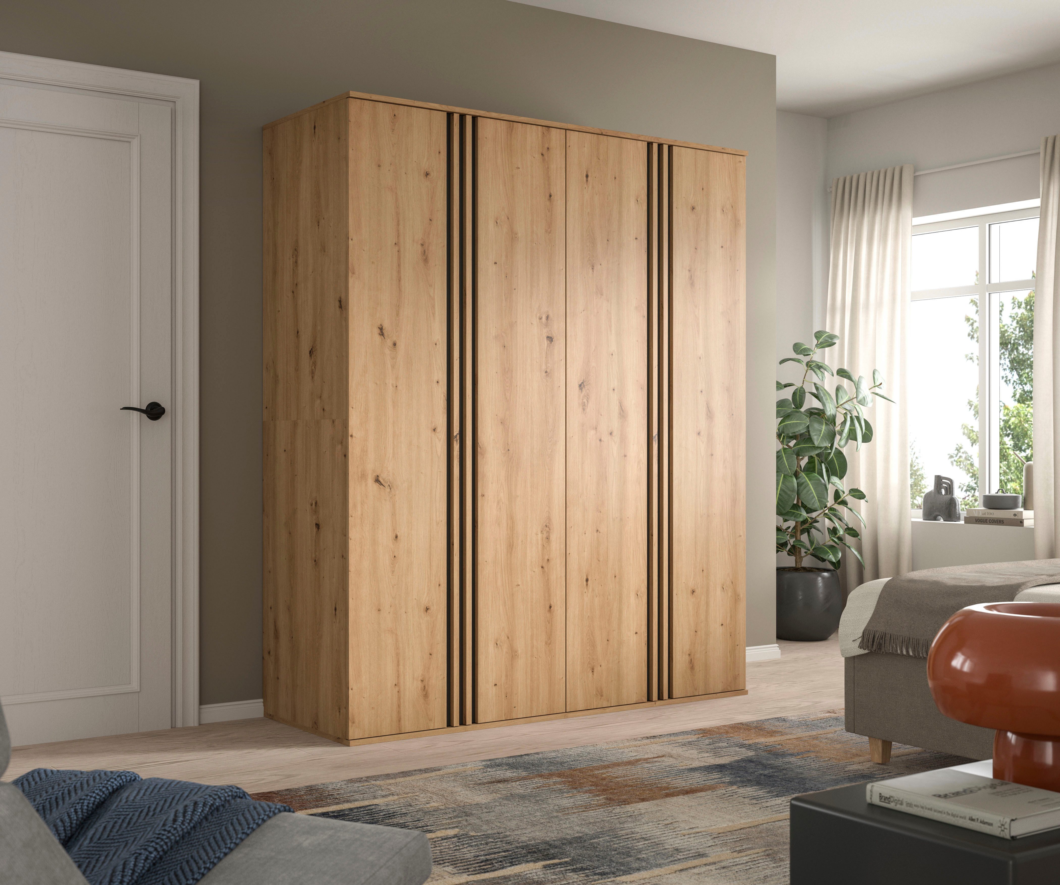 Home affaire Schrank-Set ALVA, in den Breiten 160 & 240 cm, Paneeloptik, Schlafzimmerschrank, (wähle den beste Schrank Kombination, individuell platzierbar), Kleiderschrank Kombination, bestehend aus: 2 Schränken á 80 cm Breite