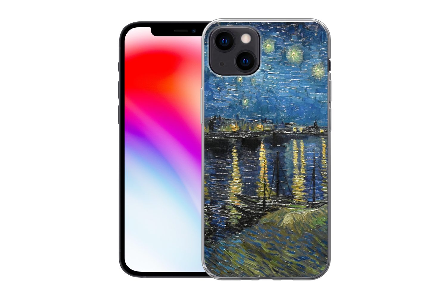 MuchoWow Handyhülle für Apple iPhone 13 Sternennacht über der Rhone - Van Gogh - Kunst, Smartphone-Bumper, Print, Handy Schutzhülle Dünn