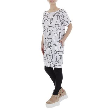 Ital-Design Tunikashirt Damen Freizeit (85987288) Textprint Stretch Top & Shirt in Weiß