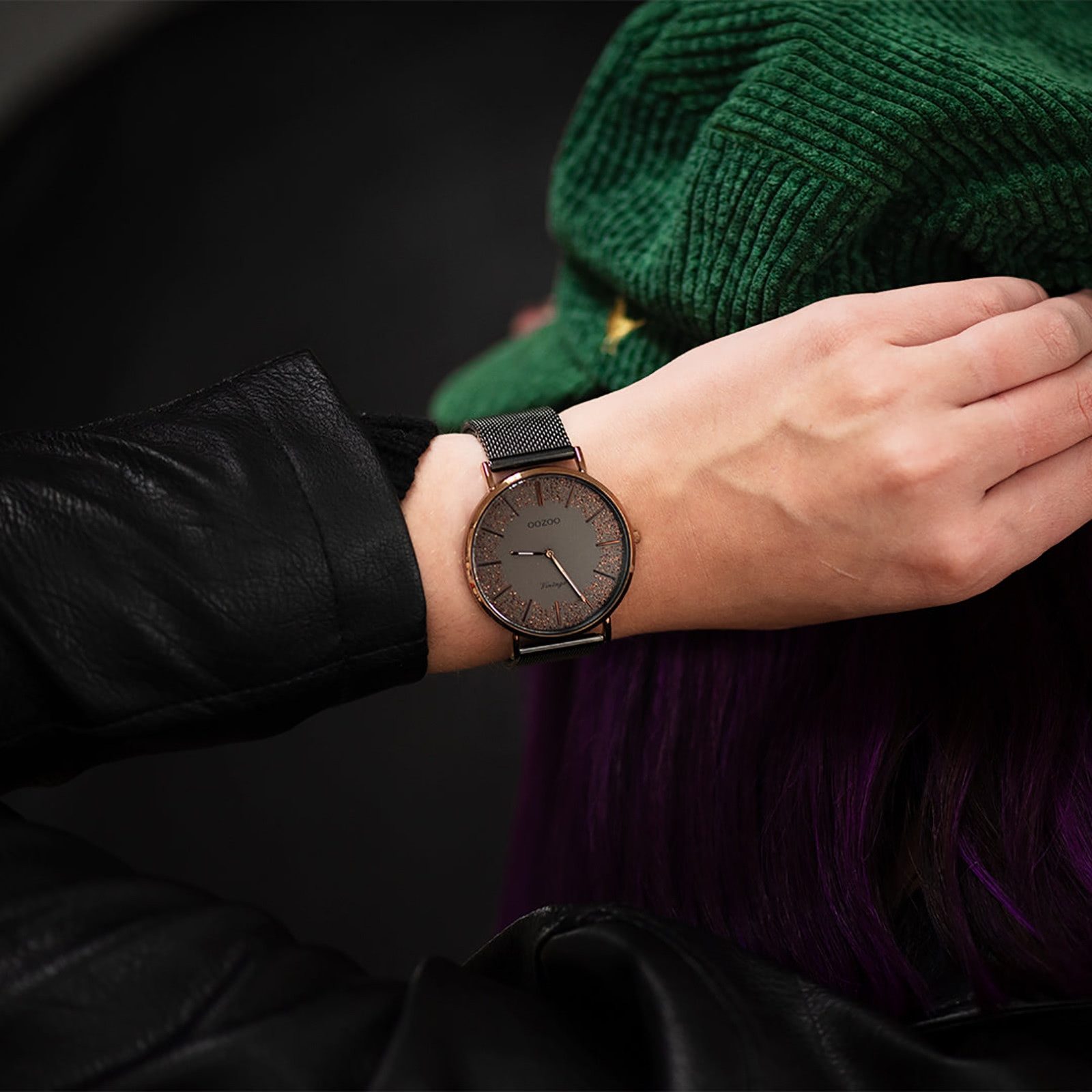 OOZOO Quarzuhr Oozoo Damen Armbanduhr schwarz Analog, (Analoguhr), Damenuhr rund, groß (ca. 40mm) Edelstahlarmband, Casual-Style