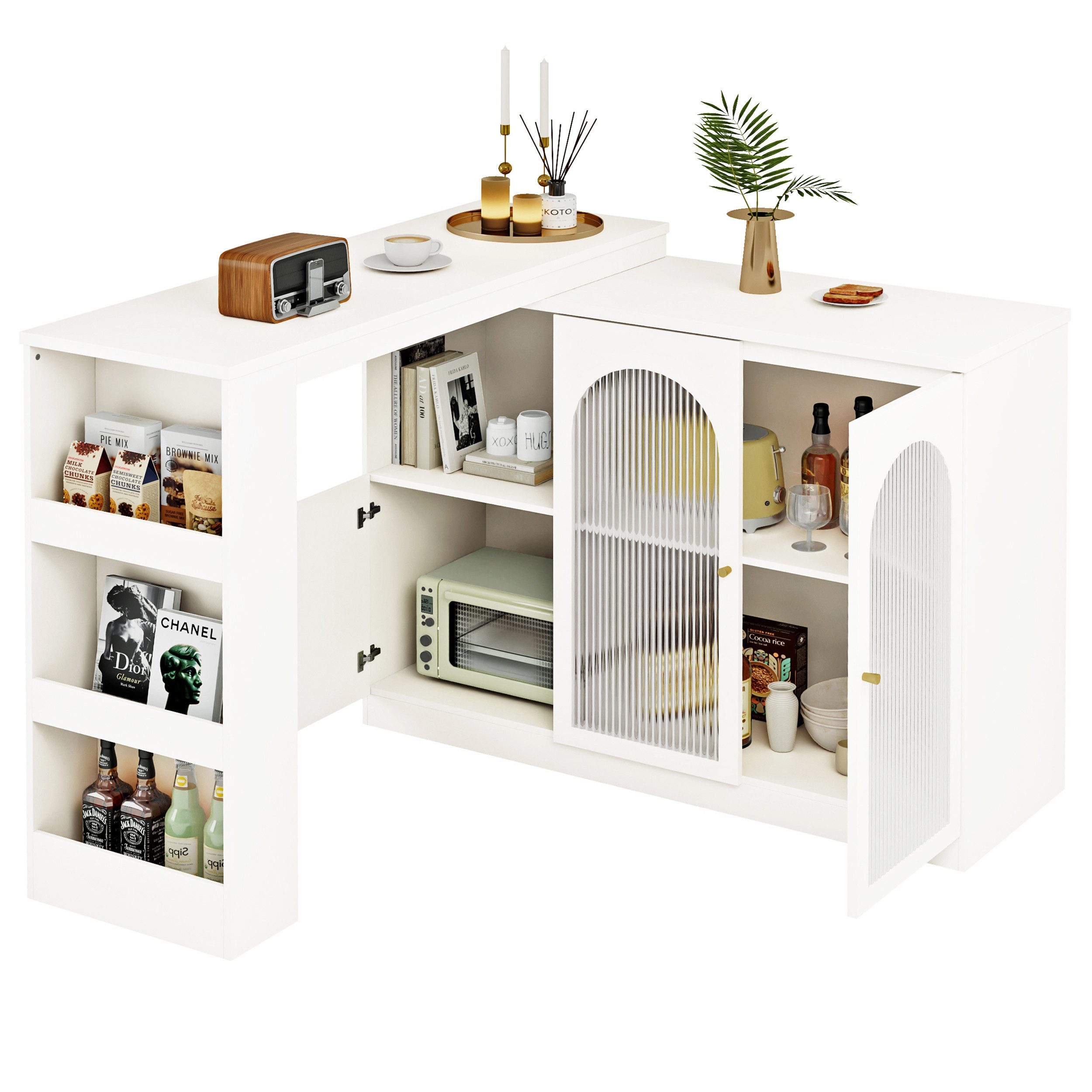 TavilaEcon Bartisch 360° rotierbar, Changhong-Glastür, multifunktional, günstig online kaufen