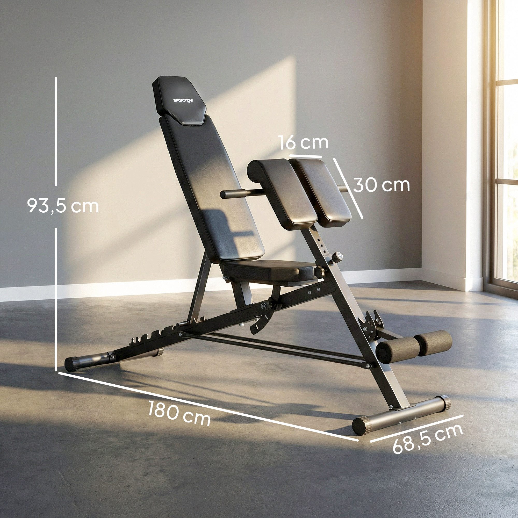 SPORTNOW Hantelbank mit Beinstrecker, Curlpult, 6-Fach Rückenlehne, verstellbar Sitz, (Trainingsbank, 1-tlg., Schrägbank), 150 kg Last für Ganzkörpertraining Home Gym