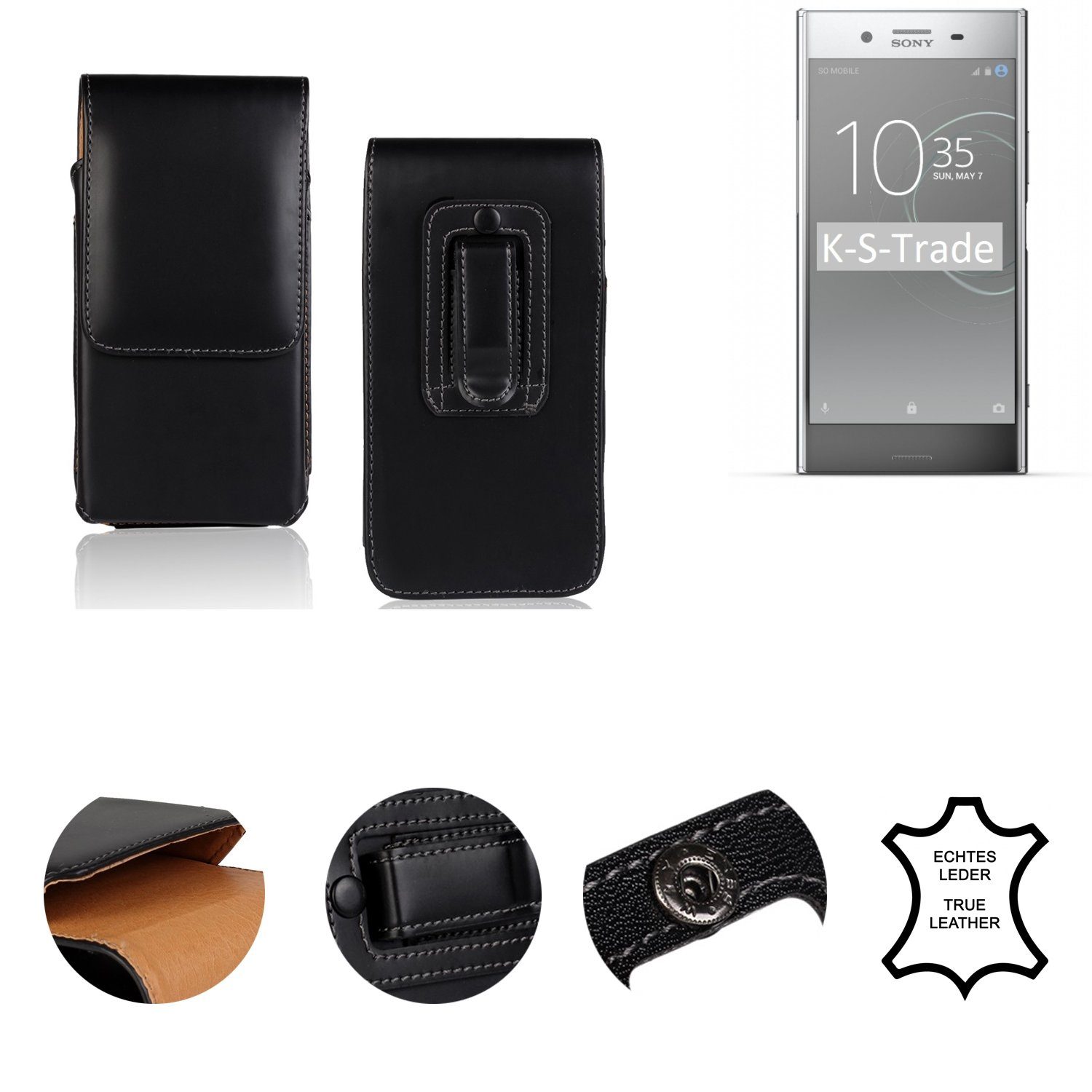 K-S-Trade Handyhülle für Sony Xperia XZ Premium, Holster Gürtel Tasche  Handy Hülle Schutz Hülle Handyhülle Leder
