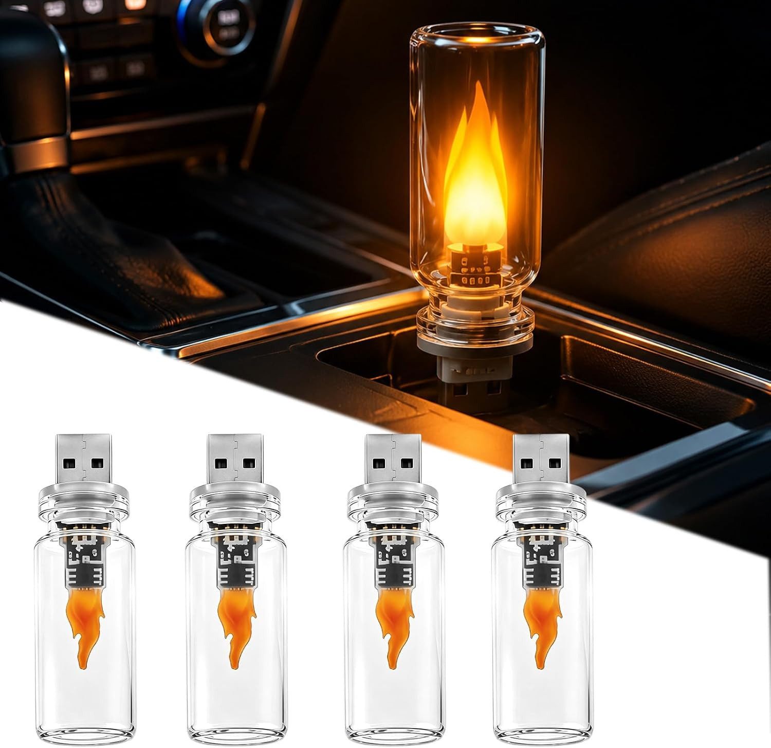 FELIXLEO LED Dekolicht 4er Set Retro USB Nachtlicht Warmweiß Plug in Autolampen