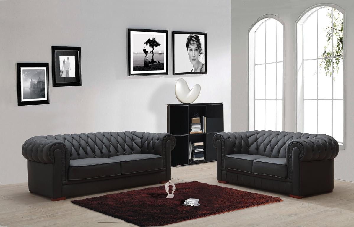 Xlmoebel Chesterfield-Sofa Elegantes Chesterfield-Sofa mit hochwertiger Polsterung in Grau, Hergestellt in Europa