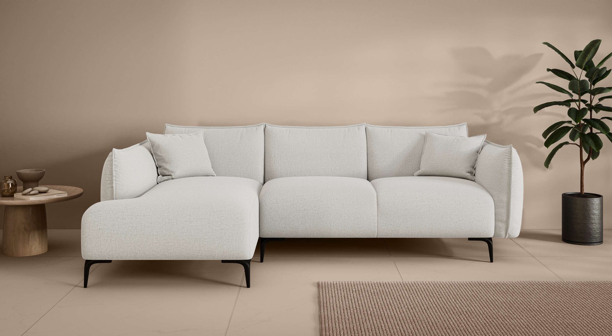 LeGer Home by Lena Gercke Ecksofa Adelita mit Ottomane links oder rechts bestellbar, B/H/T 270/97/168, L-Form mit Wellenunterfederung, enthält 2 Zierkissen