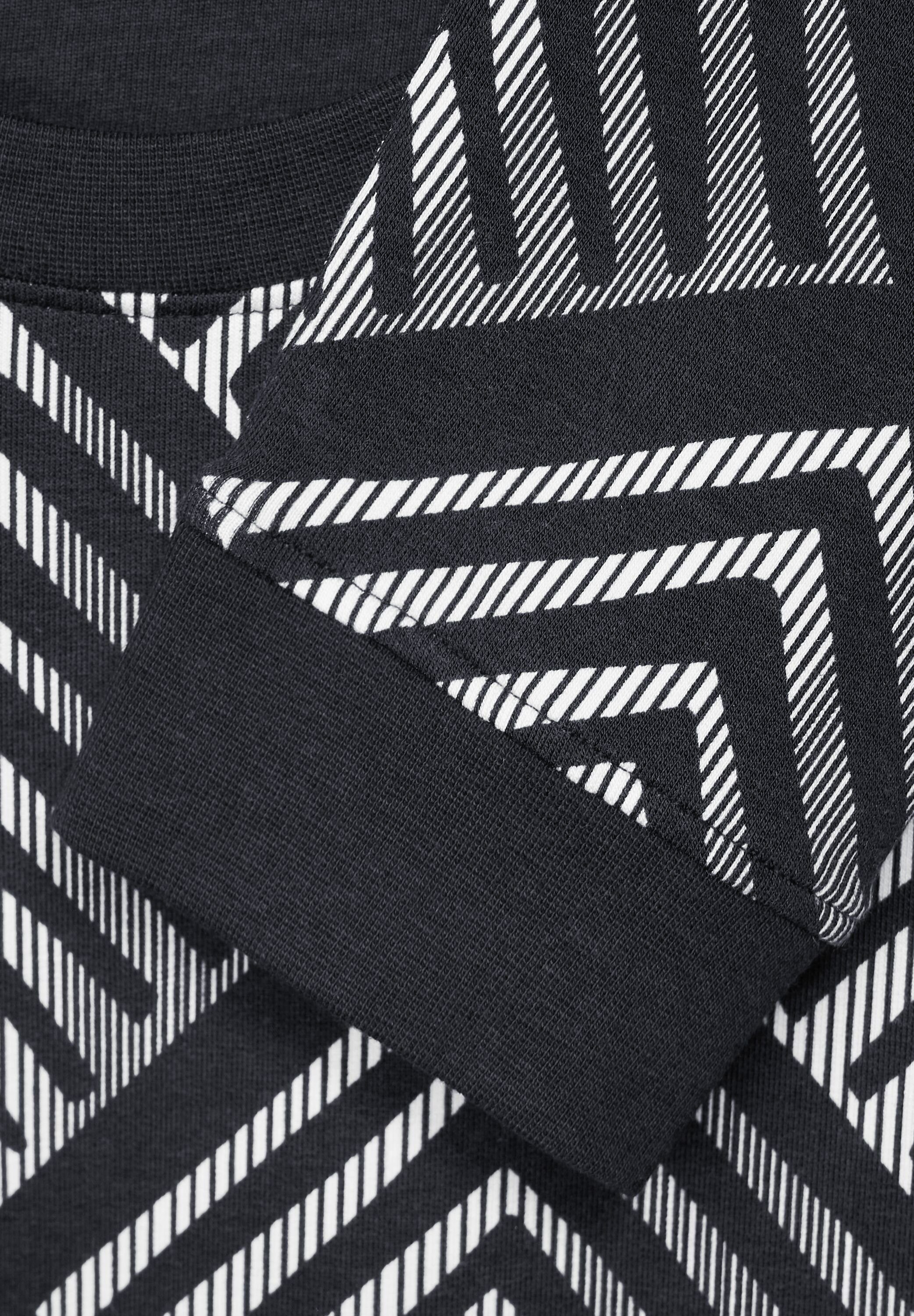 Tunnelzug Sweatshirt Grafikprint im Printmuster, Grafisches Langarmshirt Bund mit Cecil