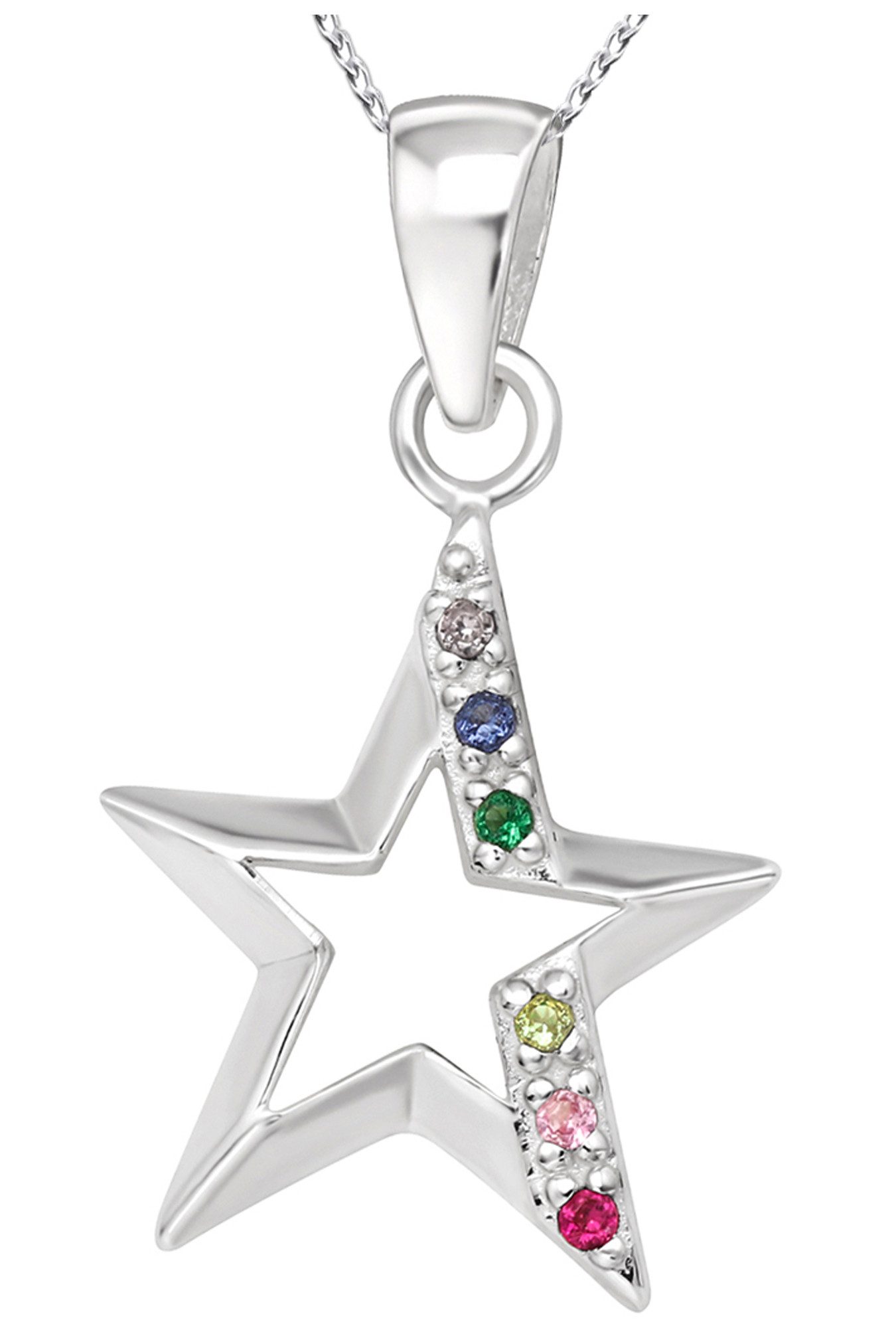 Limana Kette mit Anhänger echt 925 Sterling Silber Stern Halskette (ink. Geschenkdose), 40cm oder 45cm Idee Geschenk für Frauen Freundin Damen Kinder Mädchen